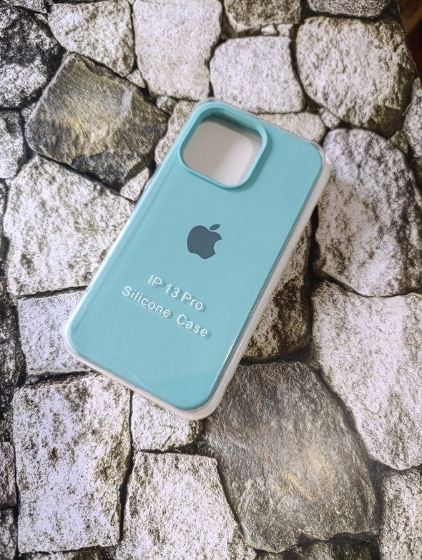 Producto - Funda silicone case con logo Iphone 13 Pro turquesa