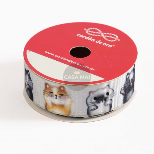 Producto - Cinta Decorativa Gatitos 23mm x 10m Marca Cordón de Oro Original