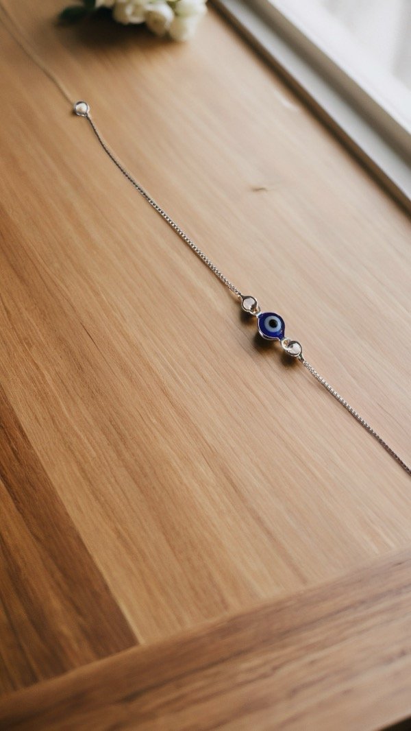 Producto - Pulsera ojo turco niña laminada en plata P145