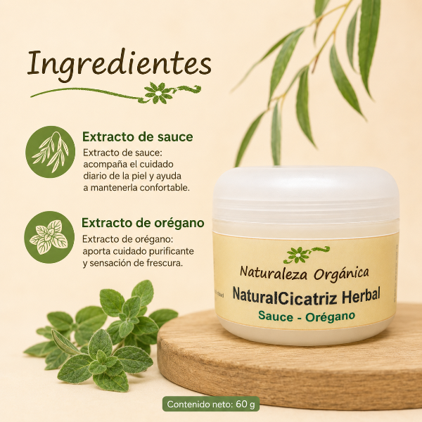Producto - Crema Regeneradora NaturalCicatriz Herbal con Sauce y Orégano - 2