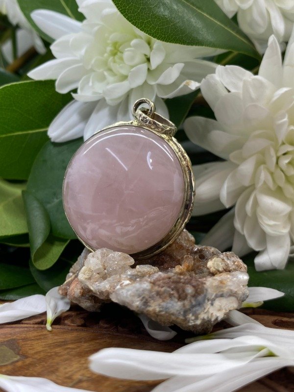 Producto - Dije de Cuarzo Rosa Redondo Alpaca