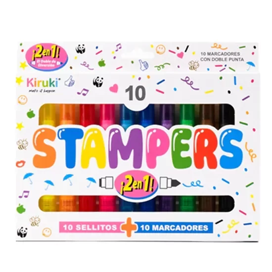 Producto - MARCADORES STAMPERS DOBLE PUNTA 2 EN 1 - SELLOS Y MARCADOR KIRUKI