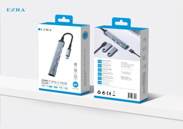 Producto - Adaptador Hub 4en1 USB 3.0 - 2 Puertos Tipo C- USB Metalizado UH17. - 1
