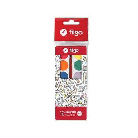 Producto - ACUARELA 12 COLORES CON PINCEL EN BLISTER PINTO FILGO