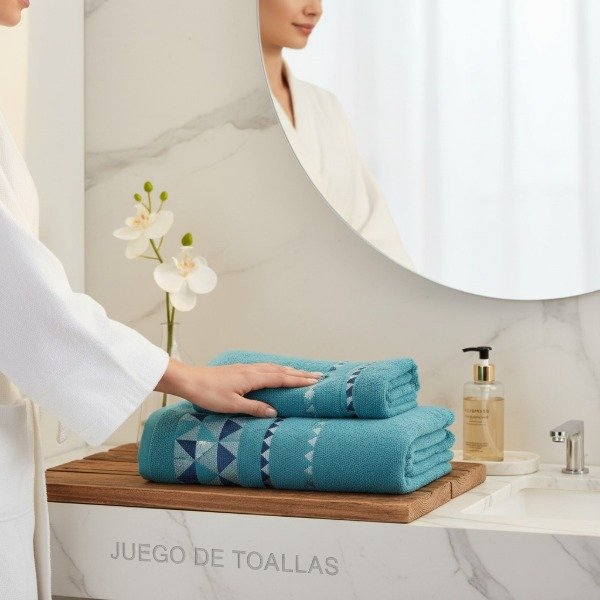 Producto - JUEGO DE TOALLA Y TOALLON TEKA 70 ALGODON 30 POLYESTER 500GR