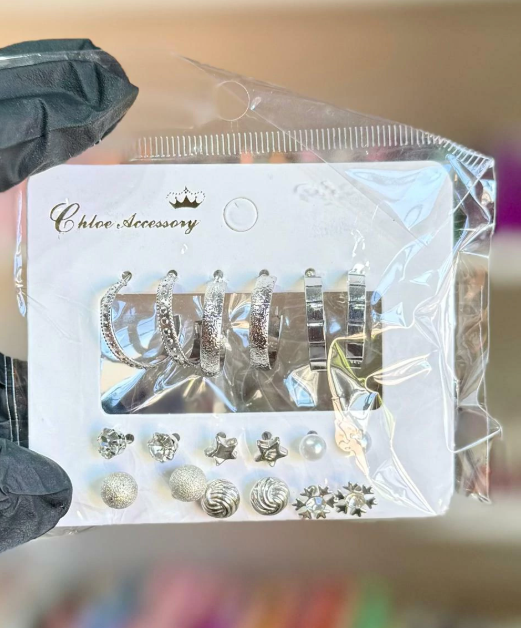 Producto - Set aritos x 18u plateados