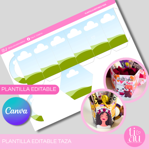 Producto - PLANTILLA TAZA - EDITABLE EN CANVA + 2 DISEÑOS DE REGALO