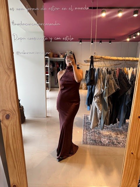 Producto - Vestido cuello halter ZARA color ladrillo/Marron