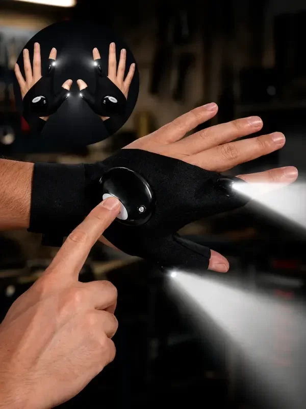 Producto - Guantes Luz Led Dedos Manos Libres Para Pesca Y Camping