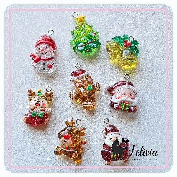 Producto - Dijes Navidad glitter pack x 8 u - 0