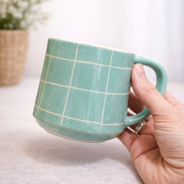 Producto - Taza cuadrícula aqua
