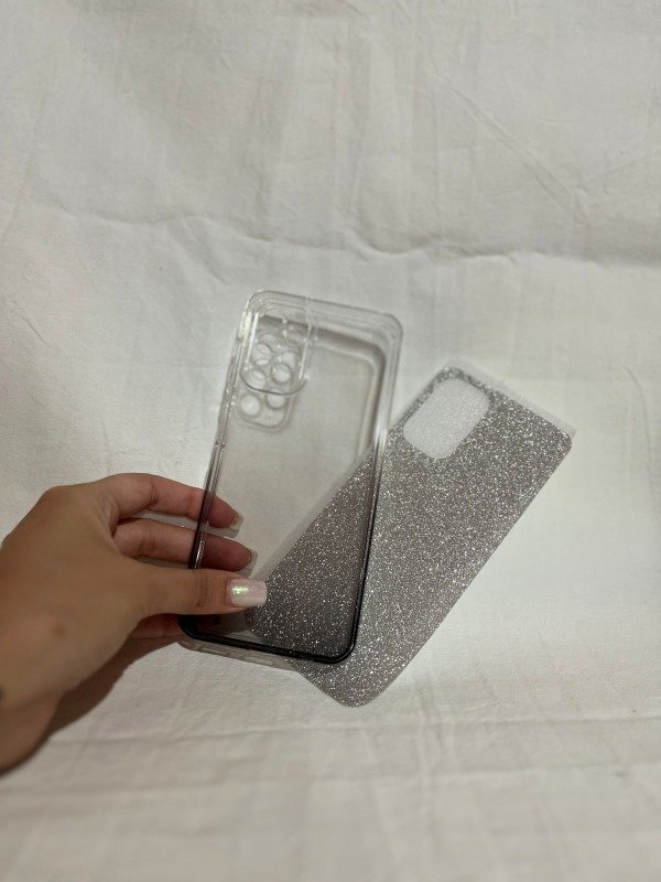 Producto - funda 2 en 1 brillo plateado y negro (cliquear modelo)