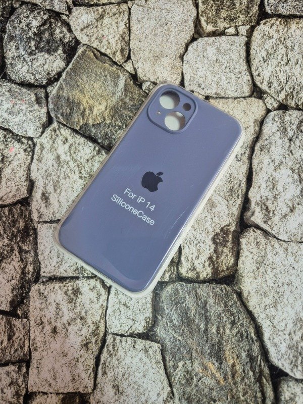 Producto - Funda silicone case con logo Iphone 14 celeste grisaceo