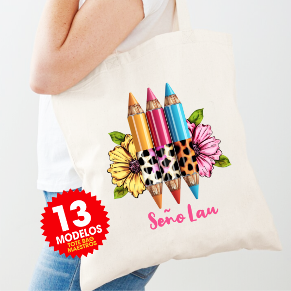 Producto - Plantillas Tote Bags Día del Maestro Seño Maestra Profe Sublimar DTF #BM104