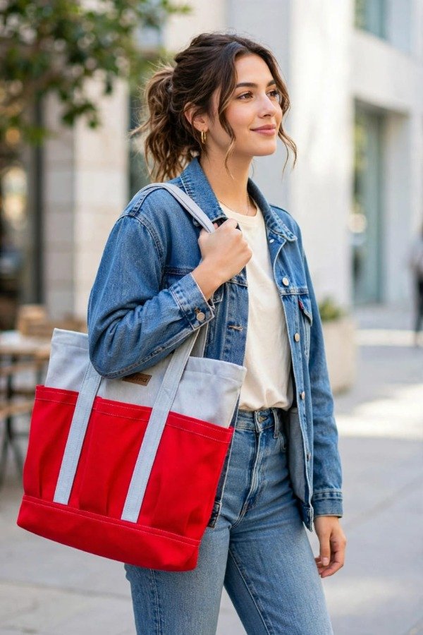 Producto - Bolso "Urbana" beige y rojo - 1