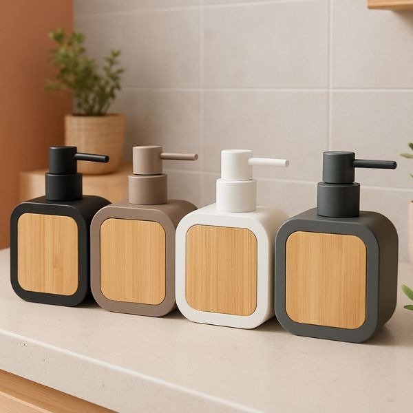 Producto - Dispenser de jabón soft mate bambu cuadrado