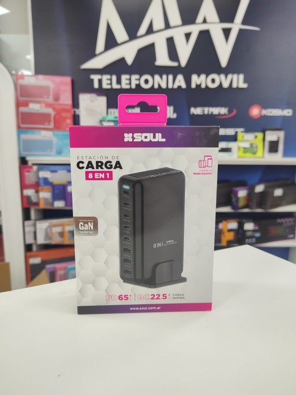 Producto - Cargador USB 8 en 1 60w + 22.5w USB-C x5/USB-A x2 Soul CVJ-8EN1