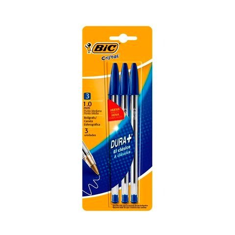 Producto - BOLIGRAFO 1MM CRISTAL DURA MAS AZUL BLISTER X3 BIC