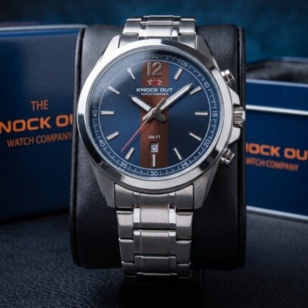 Producto - Reloj Knock Out para hombre de acero con esfera azul - 0