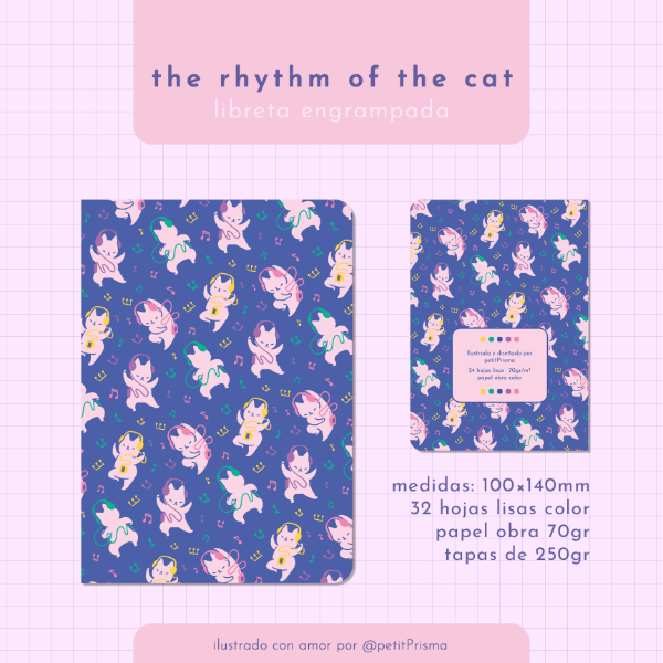 Producto - Libreta Engrampada "Rhythm of the Cat"
