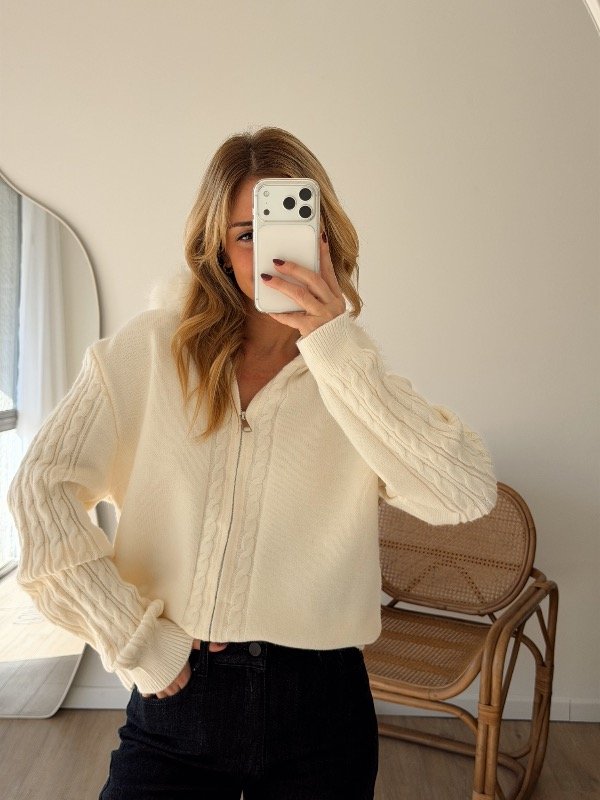Producto - CAMPERA TRENZADA PIEL DESMONTABLE