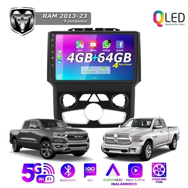 Producto - MULTIMEDIA DODGE RAM 2013/23 - 4G 64M - 9" CON CAR PLAY Y ANDROID AUTO