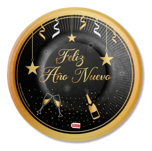 Producto - PLATO NAVIDEÑO FELIZ AÑO NUEVO CHICO X8