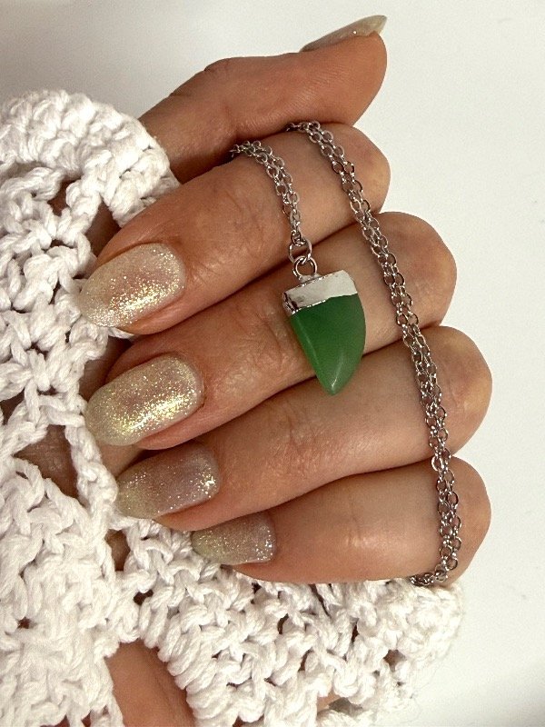 Producto - C422 Collar acero quirúrgico piedra verde 45 cm