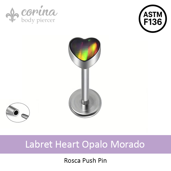 Producto - Labret Corazón Opalo Morado