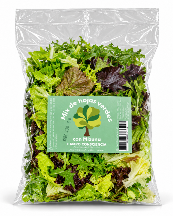 Producto - Ensalada de Mix de Hojas Verdes con Mizuna Agroecológica - Presentación Mediana - 0