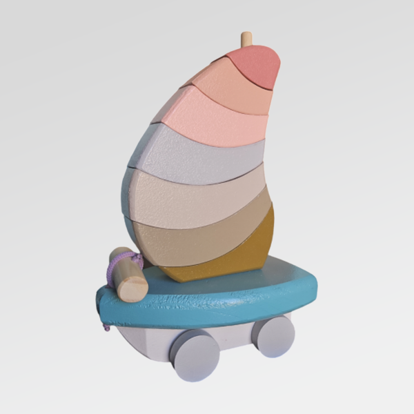 Producto - Velero de madera GRANDE Nórdico - 29 cm - Juguete Didáctico