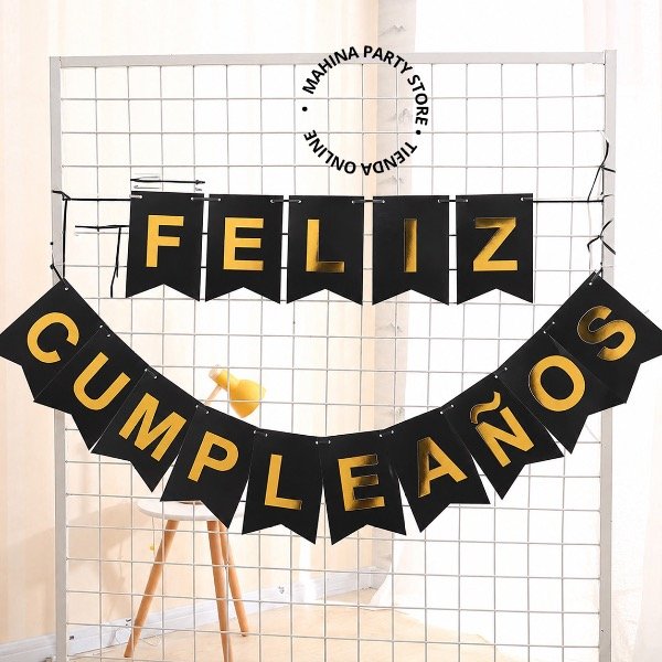 Producto - Banderín de cumpleaños negro