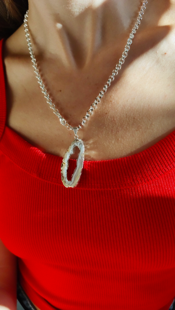 Producto - Collar Aslaug Ágata acero blanco