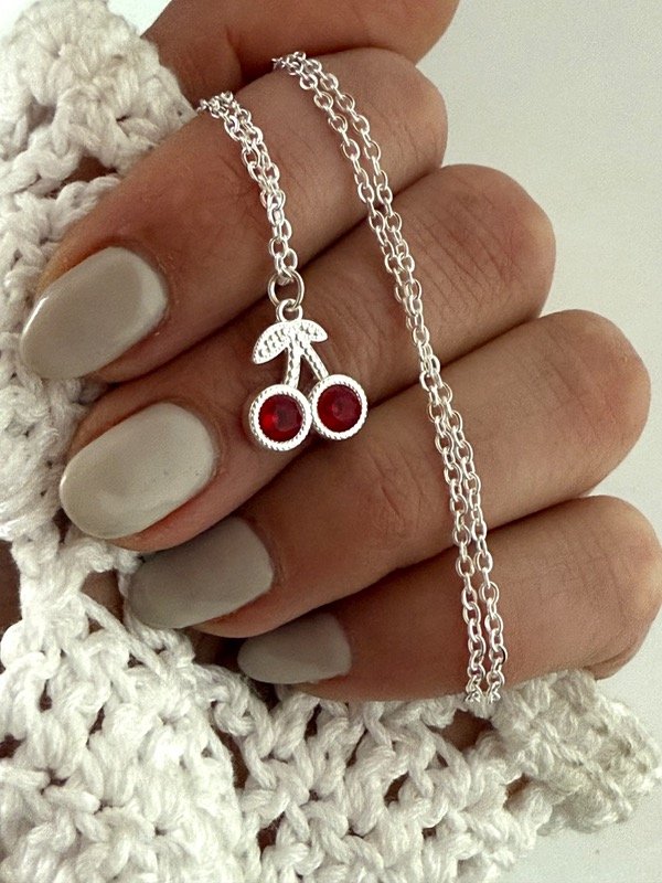 Producto - CB449 Collar cherry acero blanco 45 cm