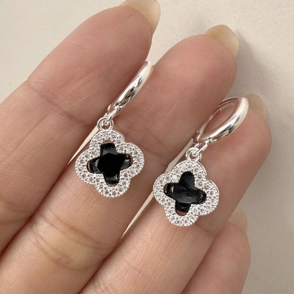 Producto - Aros Acero Blanco Premium Van Cleef Cubic Black