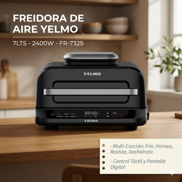Producto - FREIDORA DE AIRE YELMO 7LTS 2400W MULTI COCCION FR-7325