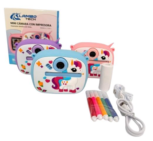 Producto - Cámara de fotos Impresora Unicornio con marcadores