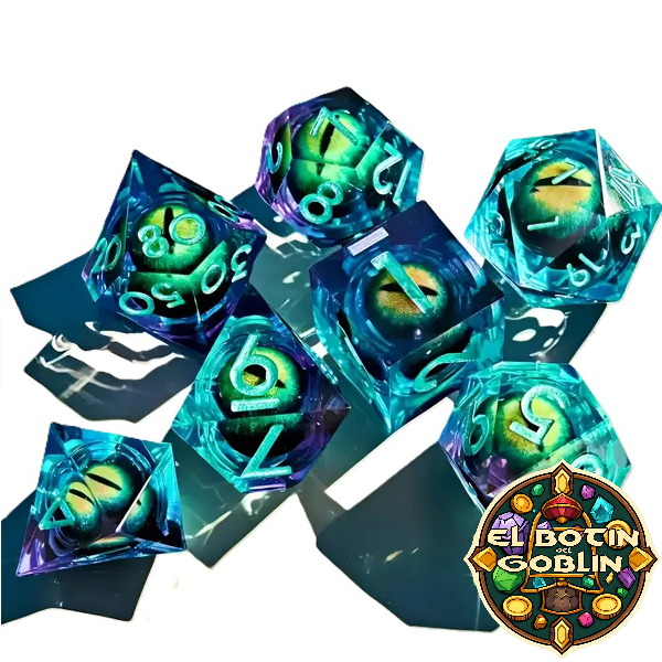 Producto - Set de 7 Dados - Ojo Flotante Dragon Verde