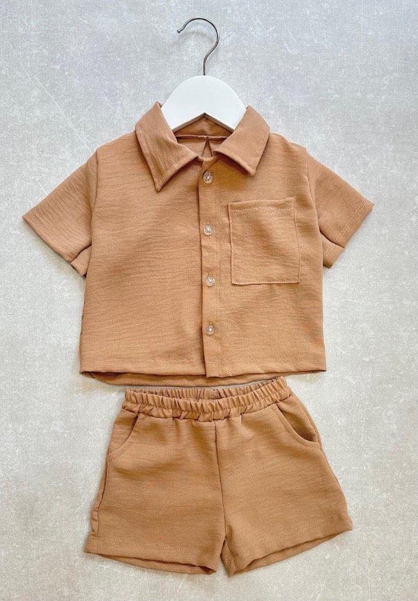 Producto - CONJUNTO NILO BEIGE (CAMISA + SHORT)