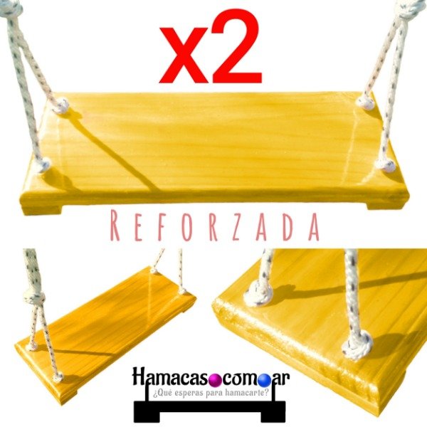 Producto - COMBO X 2 Hamacas de madera reforzadas sogas y ganchos ENVÍO GRATIS
