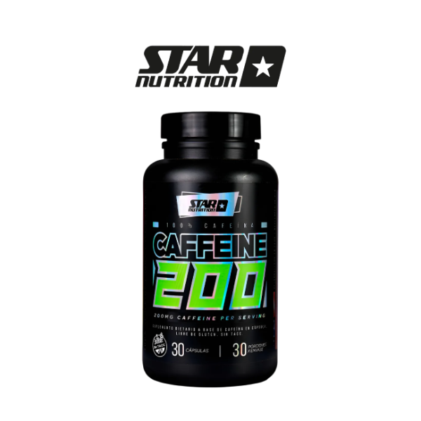 Producto - Cafeina Caffeine 200mg 30caps. Rendimiento Sabor Neutro Star Nutrition