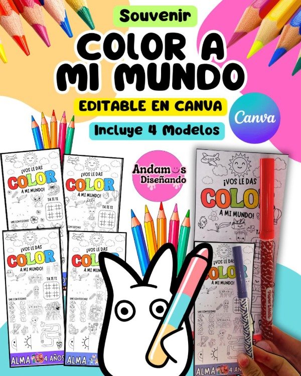 Producto - SOUVENIR. COLOR A MI MUNDO. EDITABLE EN CANVA