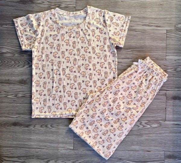 Producto - pijama media estacion dama conejos clarito