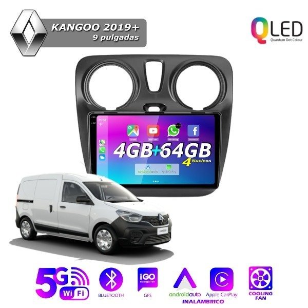 Producto - MULTIMEDIA RENAULT KANGOO 2019+ 4G 64M - 9" CON CAR PLAY Y ANDROID AUTO