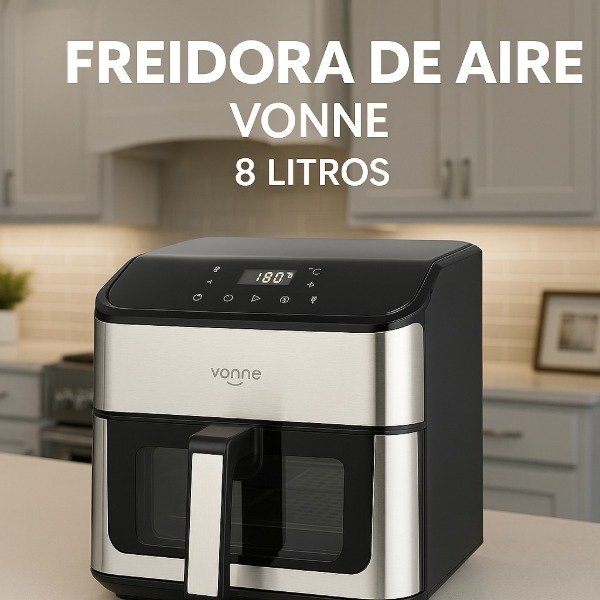Producto - Freidora De Aire Vonne 8l Digital Sin Aceite Negro-plateado