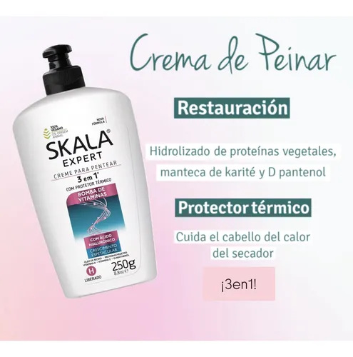 Producto - Crema de peinar Skala 3 en 1 con protector térmico x 250gr