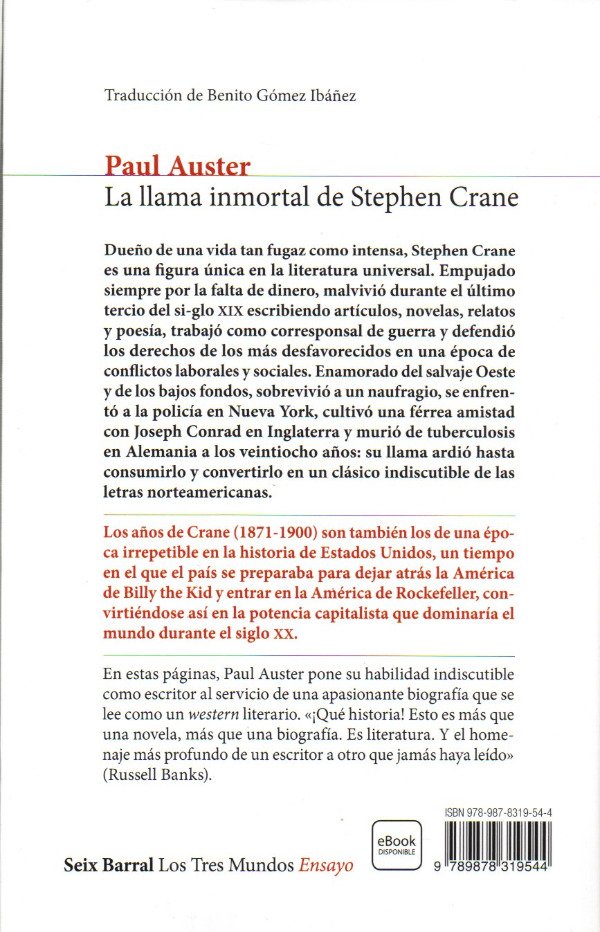 Producto - Paul Auster - La llama inmortal de Stephen Crane - 1