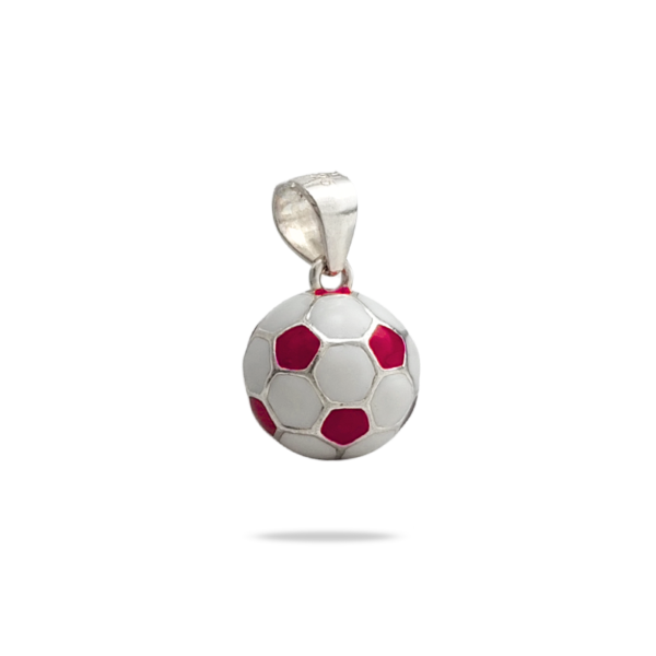 Producto - Dije Pelota de Fútbol Plata 925 Esmaltada Rojo y Blanco - 0