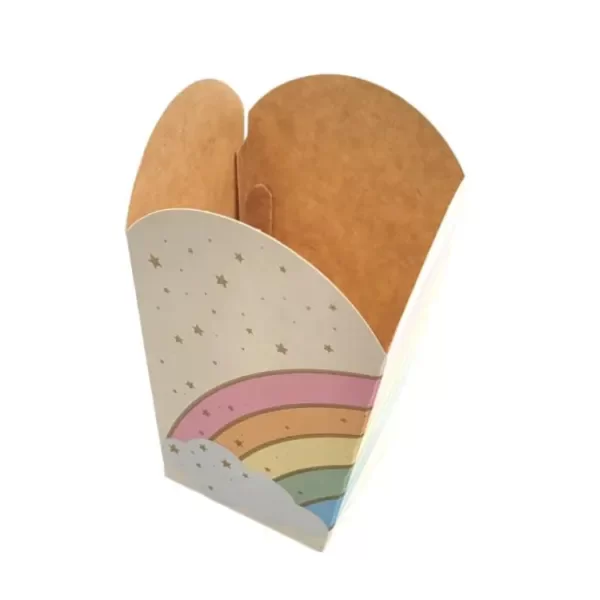 Producto - Cajita pochoclera tematica x10un ARCOIRIS CON STAMPING DORADO - 1