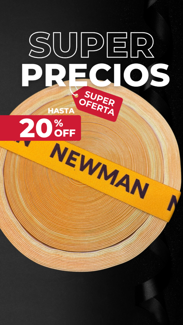 Producto - Elástico 40mm Newman Fondo Naranja Letras bordo